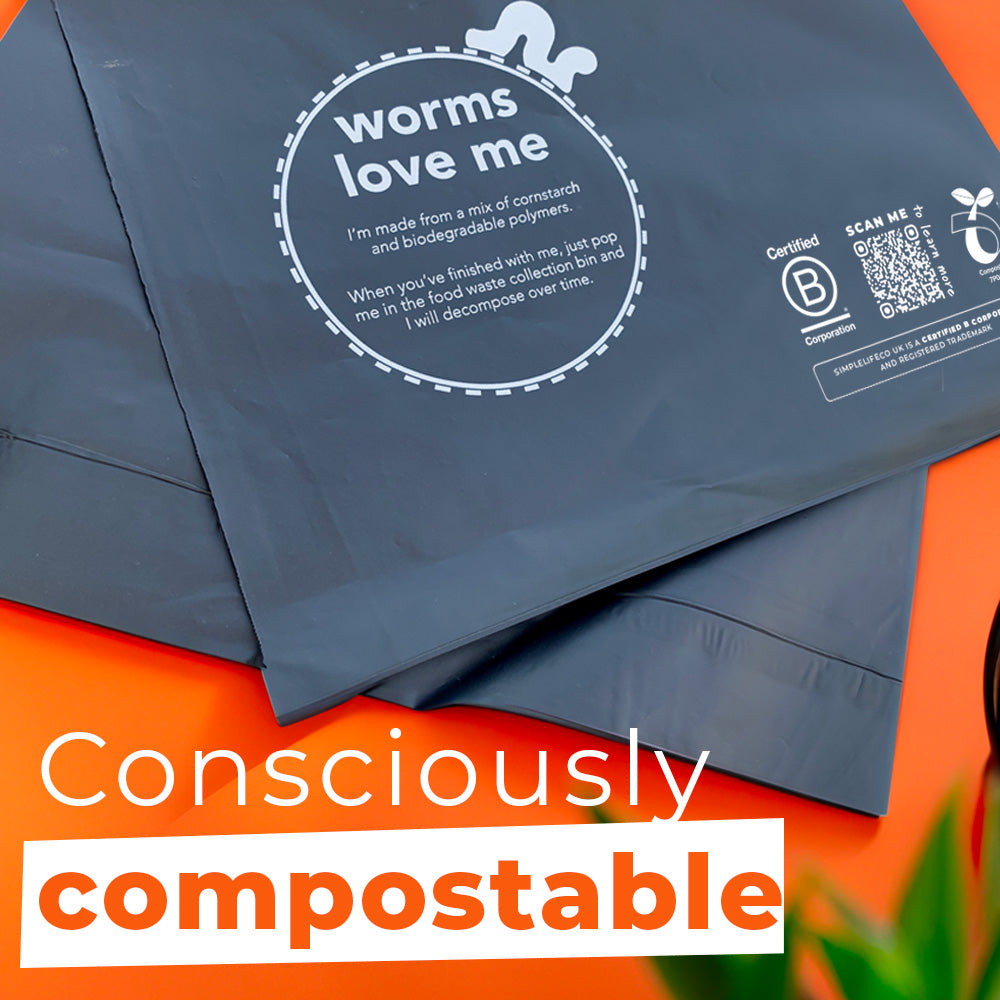 Compostable Mailers. Simplelifeco eco friendly packaging for sustainable postage