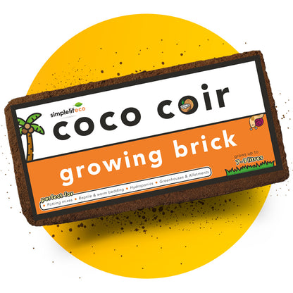 simplelifeco UK coco coir peat free compost blocks. House plant soil growing medium 